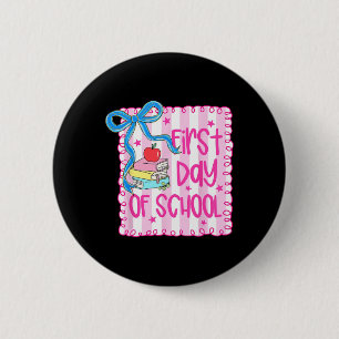 Gelukkige eerste schooldag Meisje Coquette Strik O Ronde Button 5,7 Cm