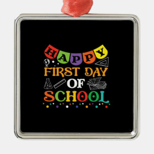 Gelukkige eerste schooldag metalen ornament