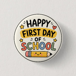 Gelukkige eerste schooldag Mooie Kawaii Potlood Ronde Button 3,2 Cm