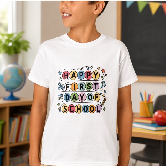 Gelukkige eerste schooldag Persoonlijke naam T-shirt