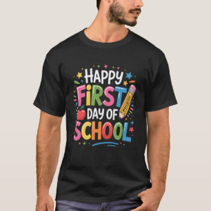 Gelukkige eerste schooldag potlood kinderen leraar t-shirt