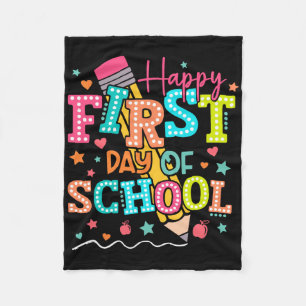 Gelukkige eerste schooldag potlood leraar kinderen fleece deken
