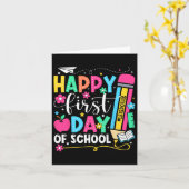 Gelukkige eerste schooldag potlood leraar kinderen kaart (Gele Bloem)