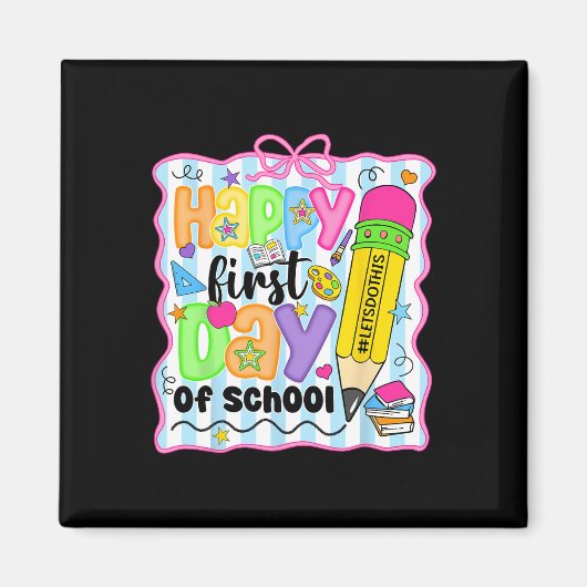 Gelukkige eerste schooldag potlood leraar kinderen magneet (Voorkant)