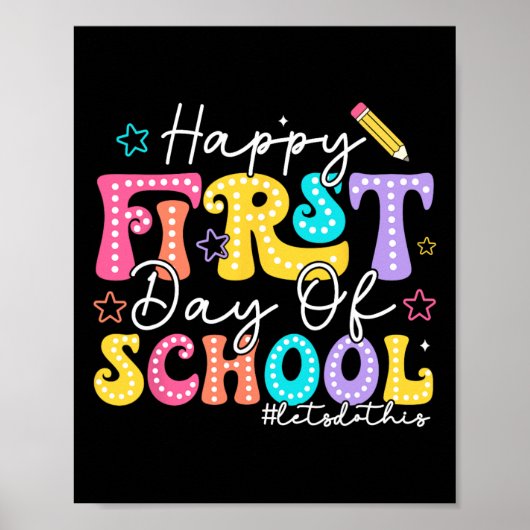 Gelukkige eerste schooldag Potlood Leraar Kinderen Poster (Voorkant)