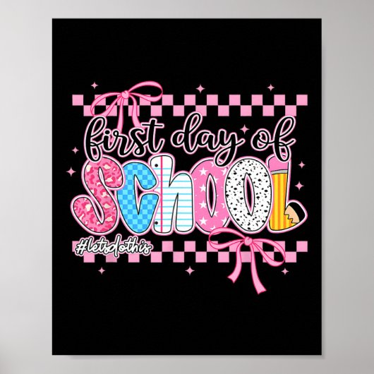 Gelukkige eerste schooldag potlood leraar kinderen poster (Voorkant)