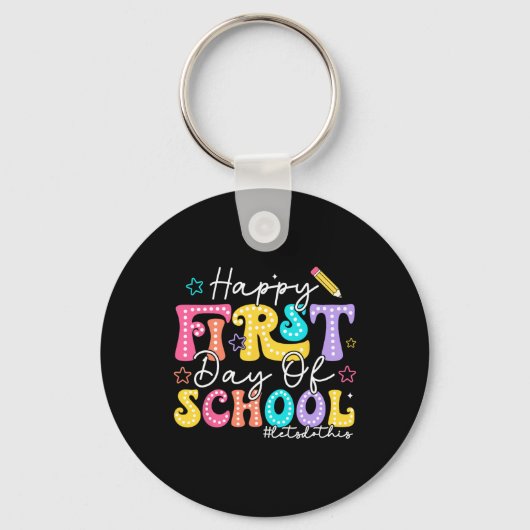 Gelukkige eerste schooldag potlood leraar kinderen sleutelhanger (Voorkant)