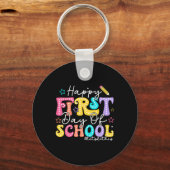 Gelukkige eerste schooldag potlood leraar kinderen sleutelhanger (Voorkant)