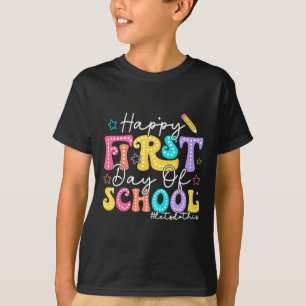 Gelukkige eerste schooldag potlood leraar kinderen t-shirt
