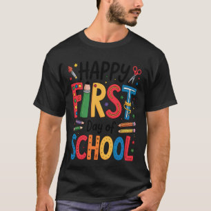 Gelukkige eerste schooldag potlood leraar kinderen t-shirt