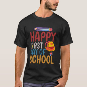 Gelukkige eerste schooldag potlood leraar kinderen t-shirt
