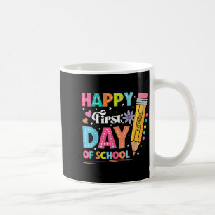 Gelukkige eerste schooldag potloodleraar Schattige Koffiemok