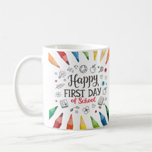 Gelukkige eerste schooldag   Schattige terug naar  Koffiemok