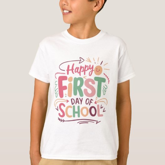 Gelukkige eerste schooldag T-shirt" T-shirt (Voorkant)