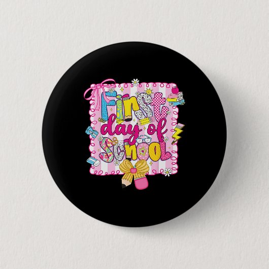 Gelukkige eerste schooldag Terug naar school potlo Ronde Button 5,7 Cm (Voorkant)