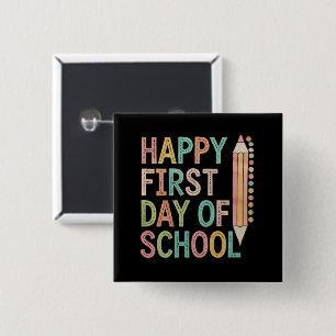 Gelukkige eerste schooldag Terug naar school Vierkante Button 5,1 Cm