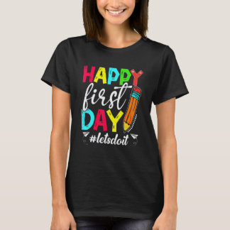 Gelukkige eerste schooldag terug vrouwen leraar ki t-shirt