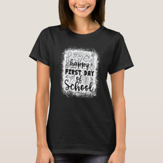 Gelukkige eerste schooldag Typografie Leraar Terug T-shirt