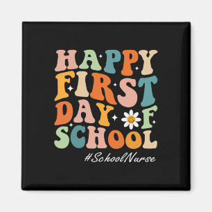 Gelukkige eerste schooldag verpleegster groovy ret magneet