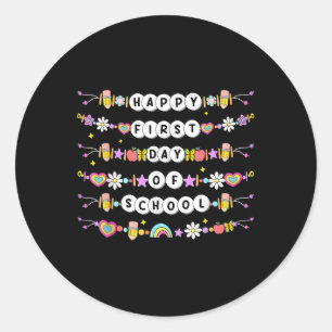 Gelukkige eerste schooldag Vriendschapsarmbanden K Ronde Sticker