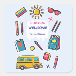 Gelukkige eerste schooldag WELKOM Vierkante Sticker