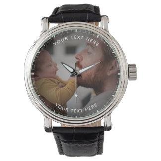 Gelukkige eerste Vaderdag aangepaste boodschap & f Horloge