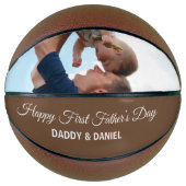 Gelukkige Eerste Vaderdag Custom Foto & Tekst Basketbal (Voorkant)