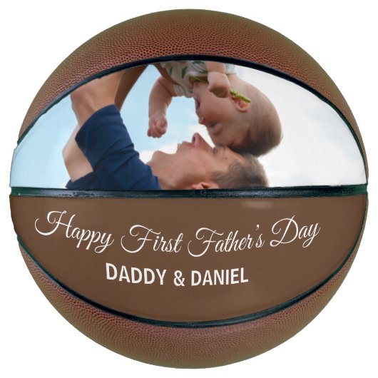 Gelukkige Eerste Vaderdag Custom Foto & Tekst Basketbal (Voorkant)