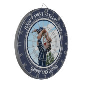 Gelukkige Eerste Vaderdag Custom Foto & Tekst Dartbord (Voorkant Links)