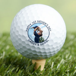 Gelukkige Eerste Vaderdag Custom Foto & Tekst Golfballen