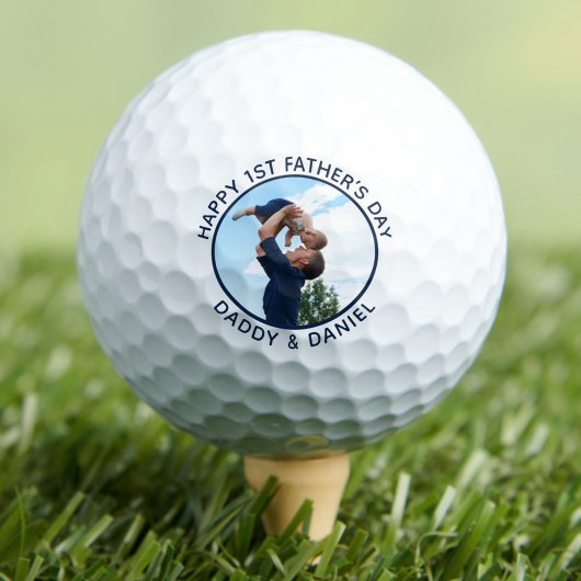 Gelukkige Eerste Vaderdag Custom Foto & Tekst Golfballen