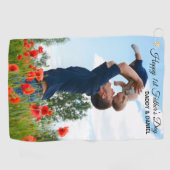 Gelukkige Eerste Vaderdag Custom Foto & Tekst Golfhanddoek (Horizontaal)
