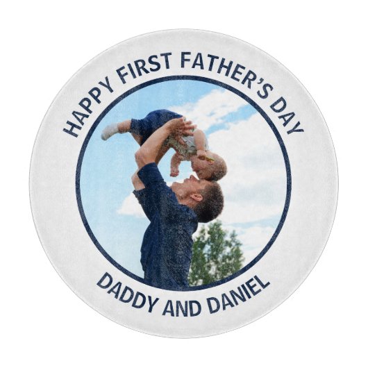 Gelukkige Eerste Vaderdag Custom Foto & Tekst Snijplank (Voorkant)