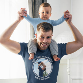 Gelukkige Eerste Vaderdag Custom Foto & Tekst T-shirt