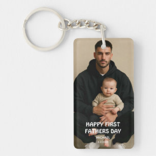 Gelukkige eerste vaderdag / gepersonaliseerde naam sleutelhanger