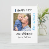 Gelukkige Eerste Vaderdag Typografie Foto Groet Feestdagenkaart (Staand voorkant)
