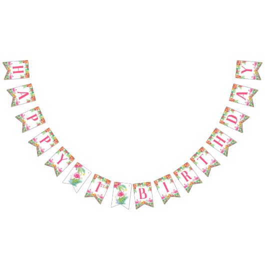 Gelukkige eerste verjaardag banner, flamingo's vlaggetjes (Alle)