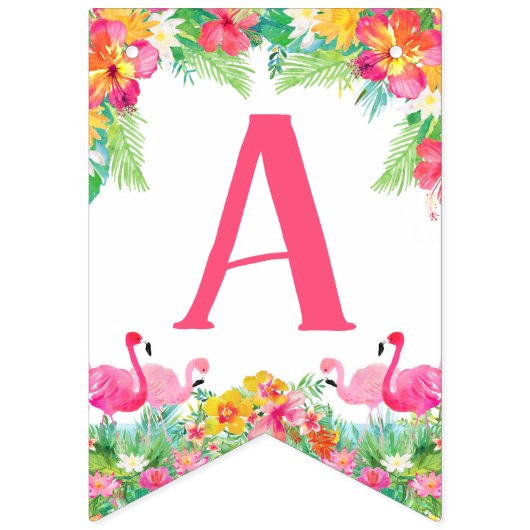 Gelukkige eerste verjaardag banner, flamingo's vlaggetjes (Tweede vlag)