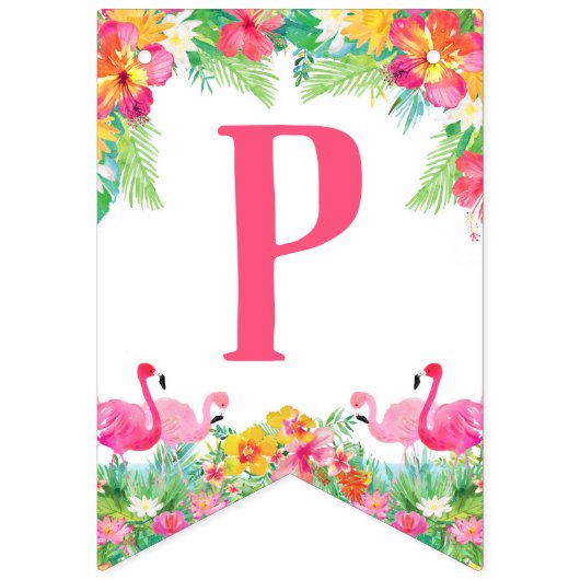 Gelukkige eerste verjaardag banner, flamingo's vlaggetjes (Derde vlag)