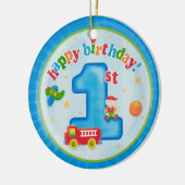 gelukkige eerste verjaardag keramisch ornament (Links)
