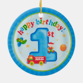 gelukkige eerste verjaardag keramisch ornament (Achterkant)