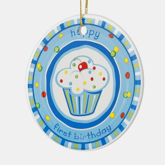gelukkige eerste verjaardag keramisch ornament (Links)