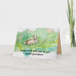 Gelukkige eerste verjaardag kleinzoon katoenstaart kaart