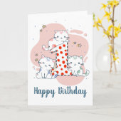 Gelukkige eerste verjaardag schattig kitten Wenska Kaart (Gele Bloem)