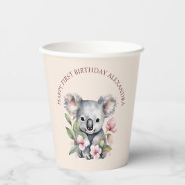 Gelukkige eerste verjaardag Waterverf Koala Papieren Bekers