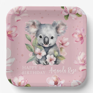 Gelukkige eerste verjaardag Waterverf Koala Papieren Bordje