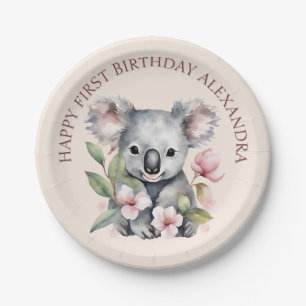 Gelukkige eerste verjaardag Waterverf Koala Papieren Bordje