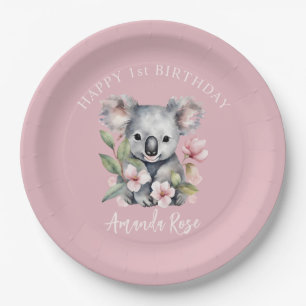 Gelukkige eerste verjaardag Waterverf Koala Papieren Bordje