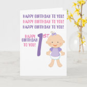 "GELUKKIGE EERSTE VERJAARDAG!" Wenskaart Kaart (Gele Bloem)