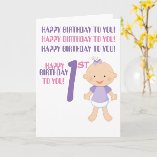 "GELUKKIGE EERSTE VERJAARDAG!" Wenskaart Kaart (Gele Bloem)